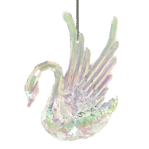 Swan Iridescent Clear Sun Light Catcher Christmas Tree Ornament - Picture 2 of 2